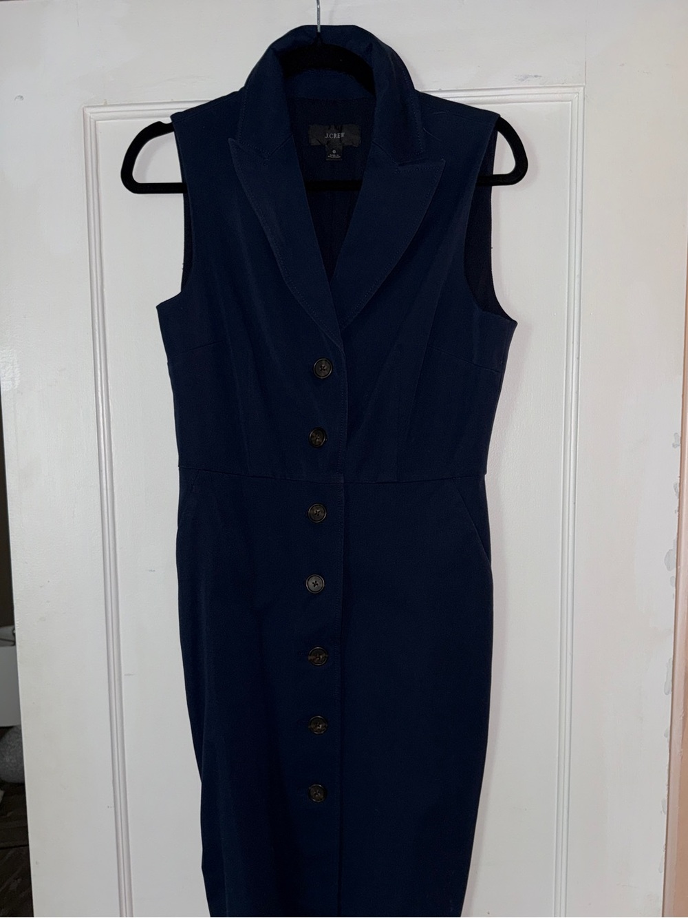 J Crew Sleeveless Navy Button-Front Dress 6